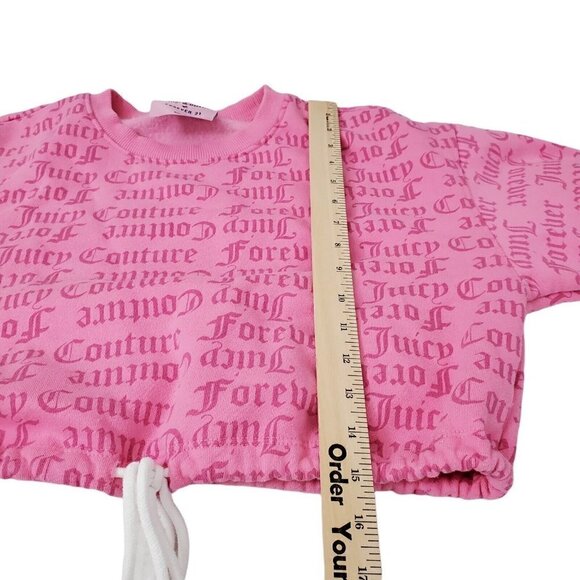Juicy Couture x Forever 21 Crop Sweater‎ Small Pink Fleece Pullover Barbiecore - Picture 8 of 9